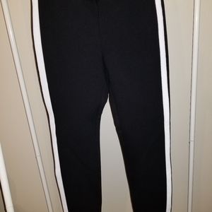 Zara fitted pants L Black with white stripe